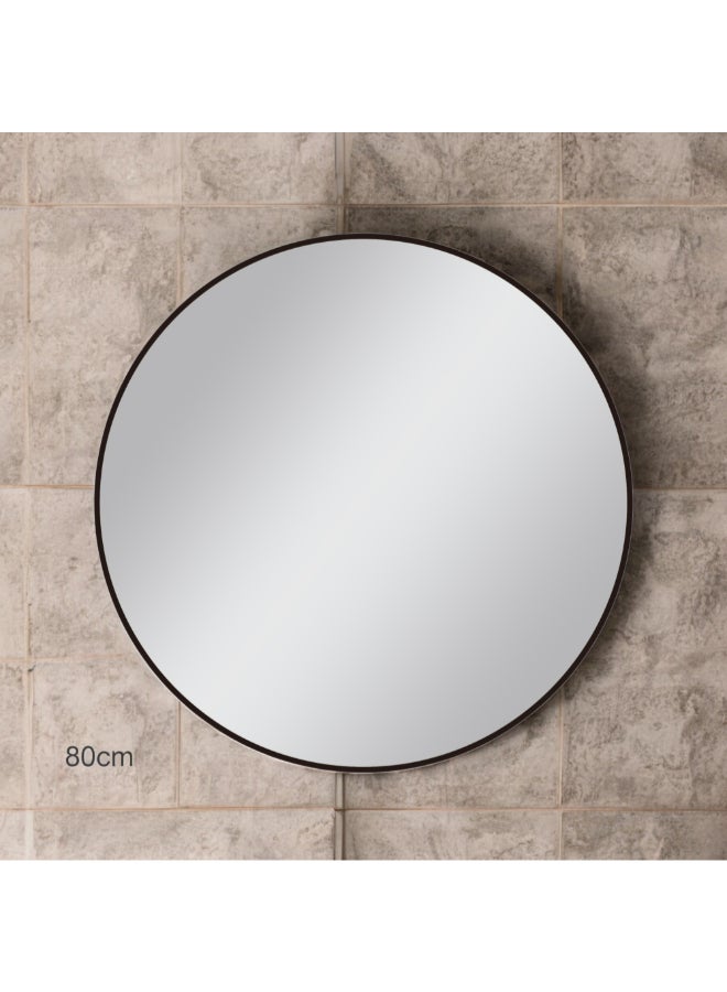 Aqua Drop Elegant Design Round Plain Bathroom Mirror Black 80 cm DWNM80RF-BB - Image 2